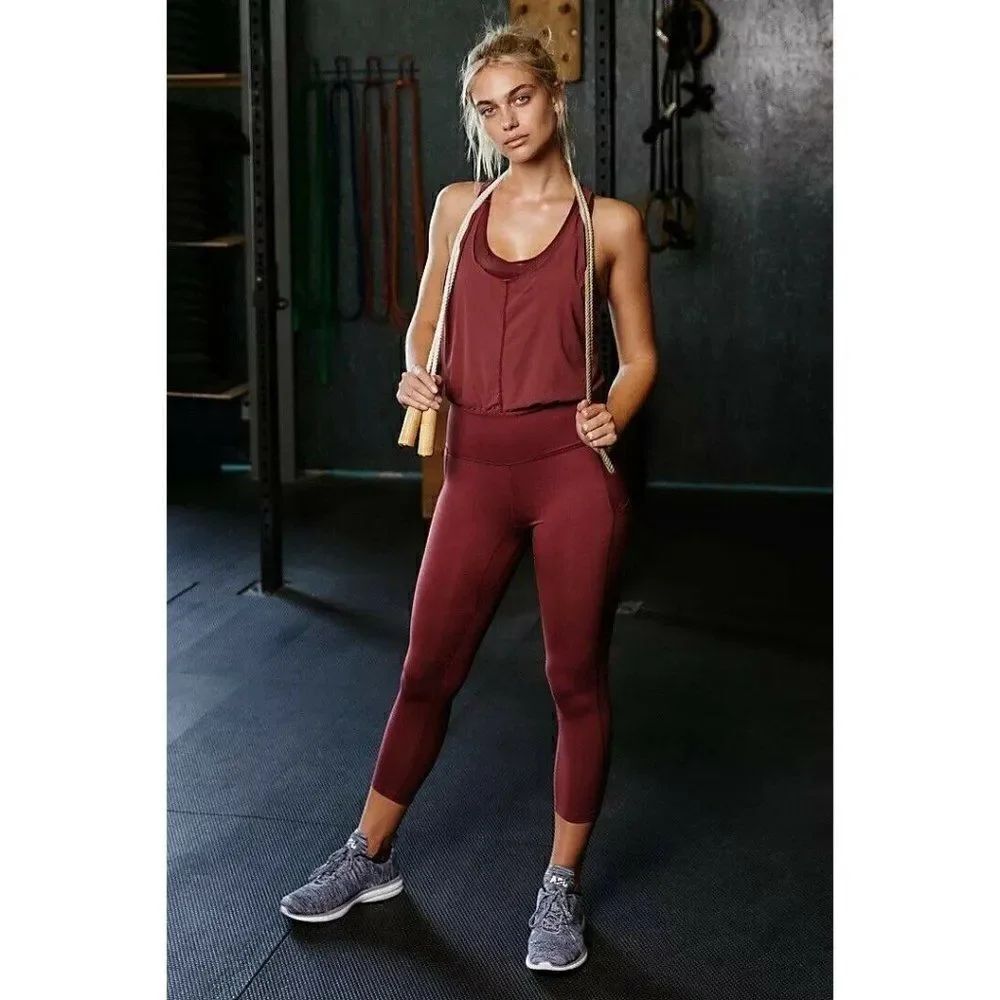NEW FREE PEOPLE MOVEMENT Sz L EYE ON THE PRIZE ONE PIECE BODYSUIT JUMPSUIT